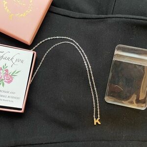 Silver Necklace with Gold Initial Pendant